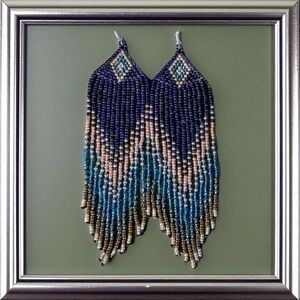 Multicoloured Gradient Beaded Tassel Earrings. New.